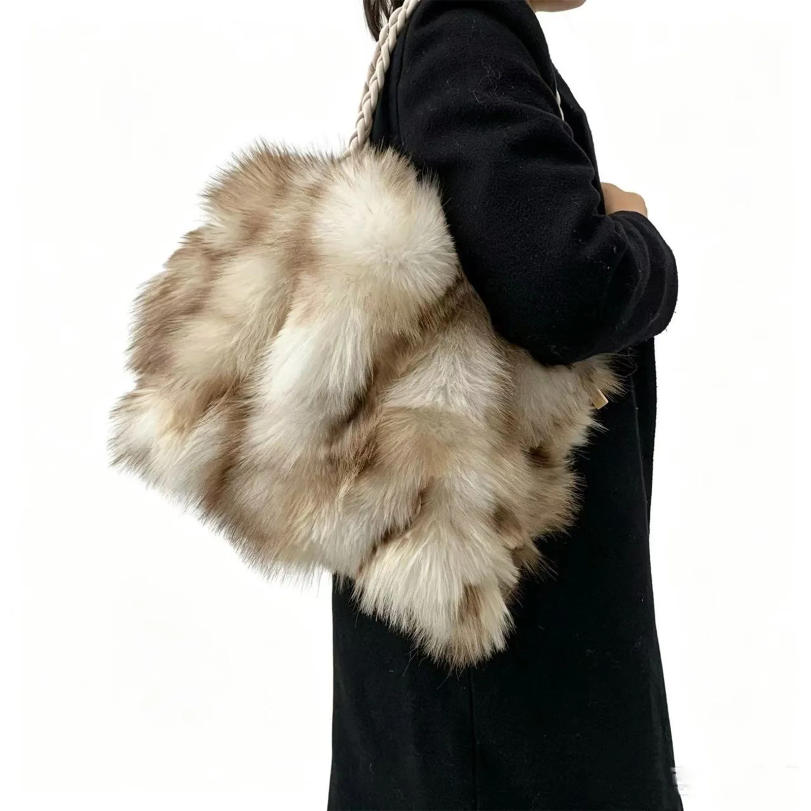 Fluffy Faux Fur Bags for Women Shoulder Bag Winter Soft Plush Women's Bag NEW Imitation Fox Fur Bags Shopping Tote Handbags Chic