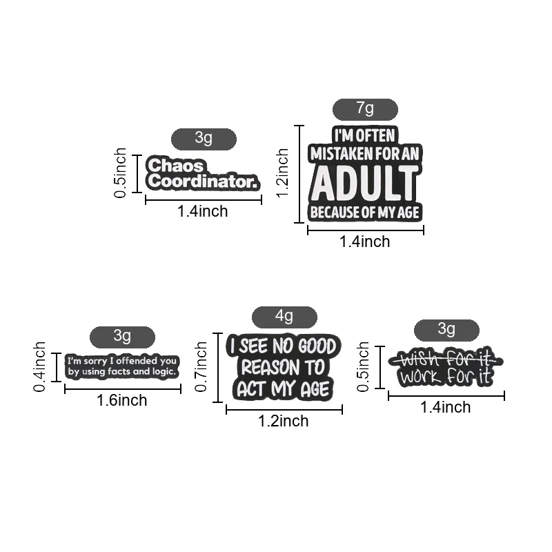 Mistaken For An Adult Because Of My Age Enamel Pin Funny Black White Brooch for Young Adults and Students Casual Wear