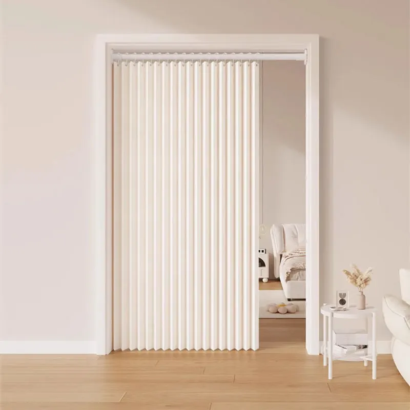 Thickened Folding Accordion Partition Door, Louver Retractable Curtain, Thermal Insulation for Home Cafe
