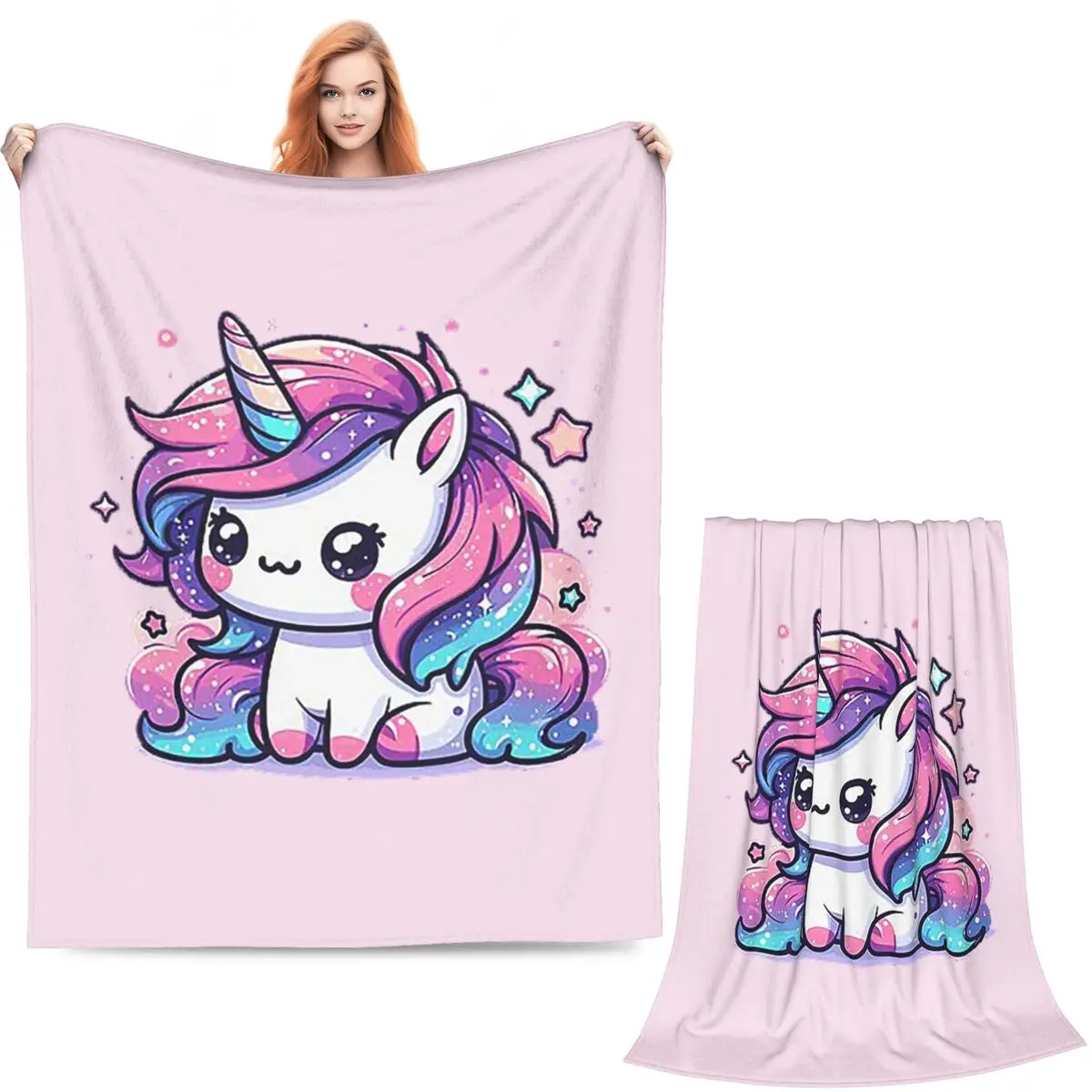 Sparkle Unicorn Magic Blanket Soft Warm Flannel Throw Blanket Plush for Bed Living room Picnic Travel Home Sofa