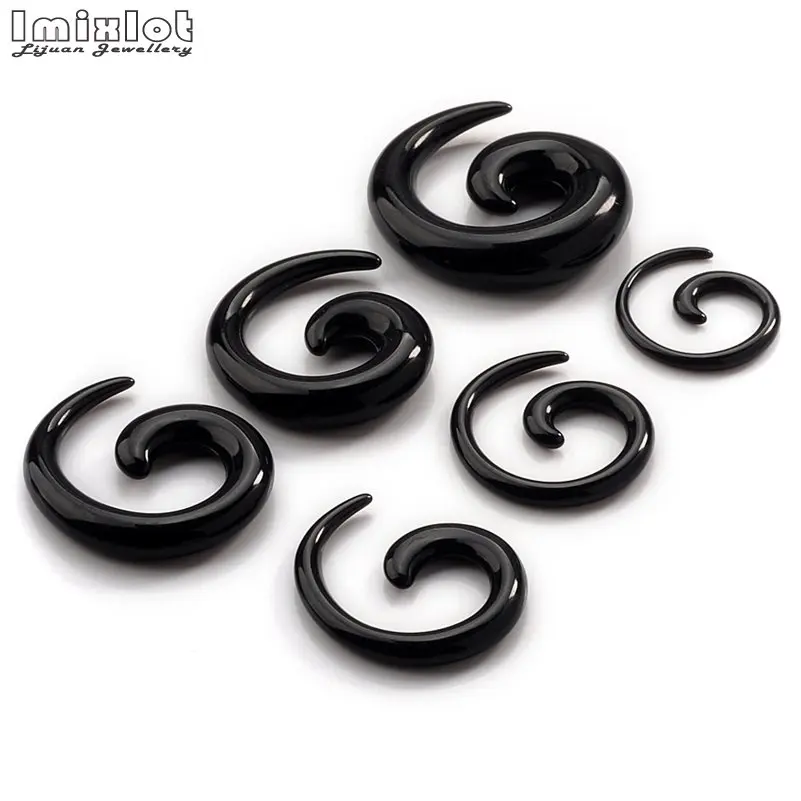 12pcs 2-8mm Acrylic Spiral Ear Gauges Fake Ear Tapers Stretching Plugs Tunnel Expanders Earlobe Body Piercing Jewelry