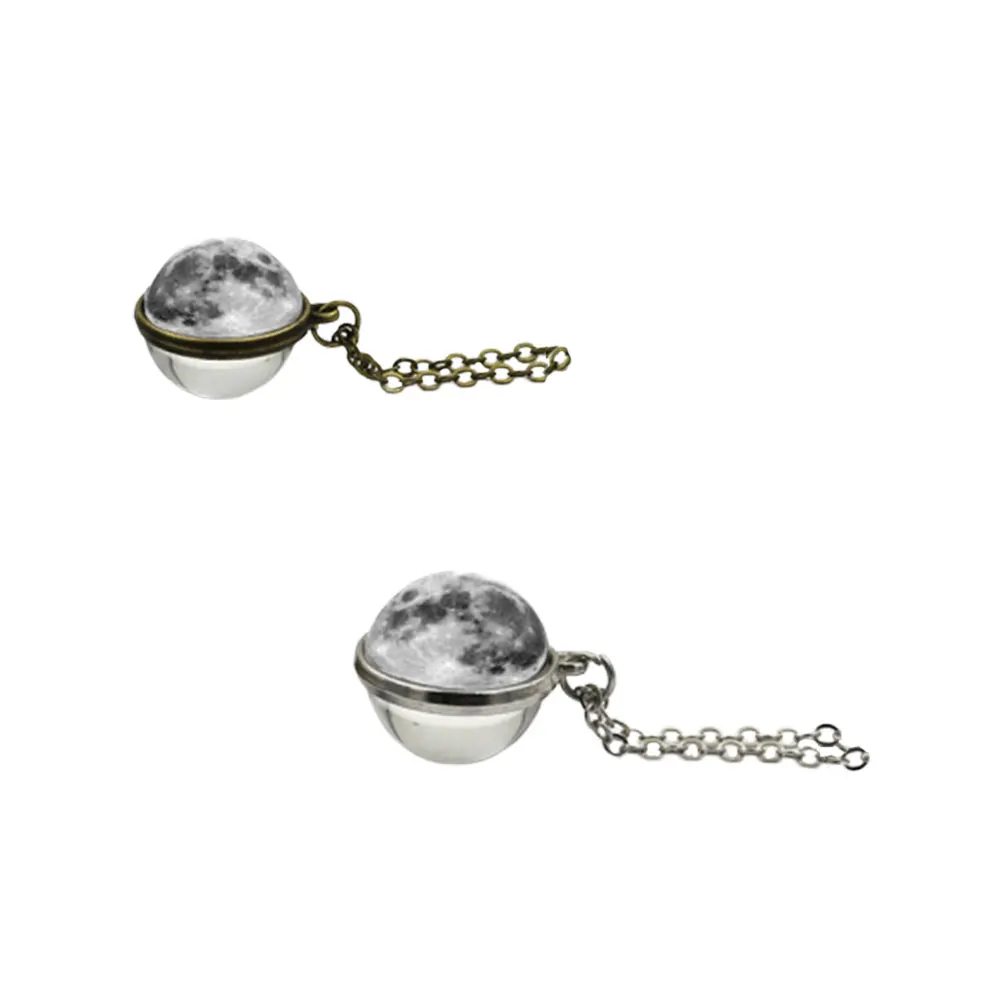

2 pcs Glass Ball Double-Sided Moon Pendant Necklace Alloy Women Jewelry Birthday Gift 16Cm Bronze 18Cm Wedding