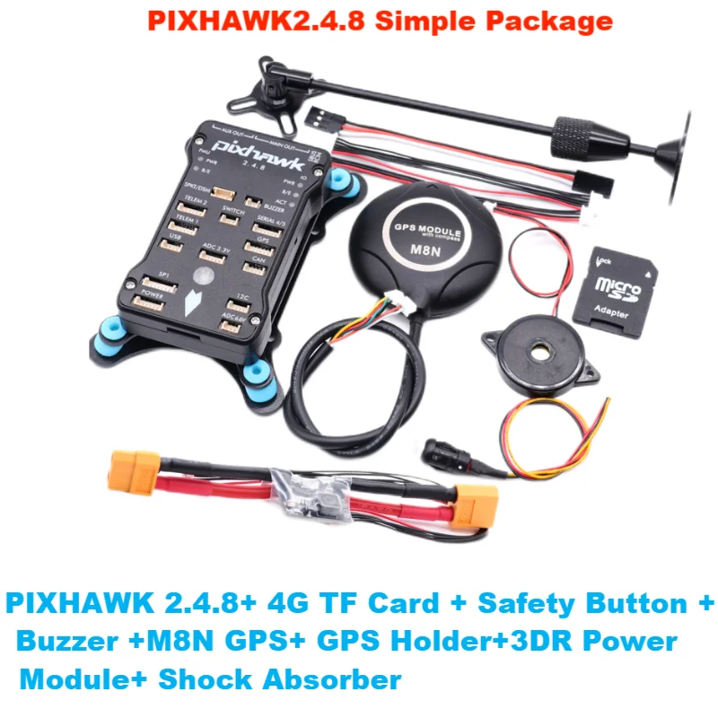 Rctosky Pixhawk PX4 PIX 2.4.8 32 Bit Flight Controller Autopilot with 4G SD Safety Switch Buzzer +XT60 3DR Power Module