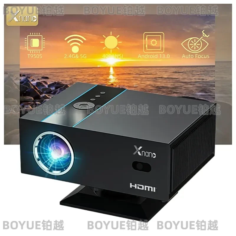 Native 1080P Mini Projector 400 ANSI Lumens Auto Focus Android 13 WiFi Bluetooth 5.2 Portable 4K Decoding Dolby Audio