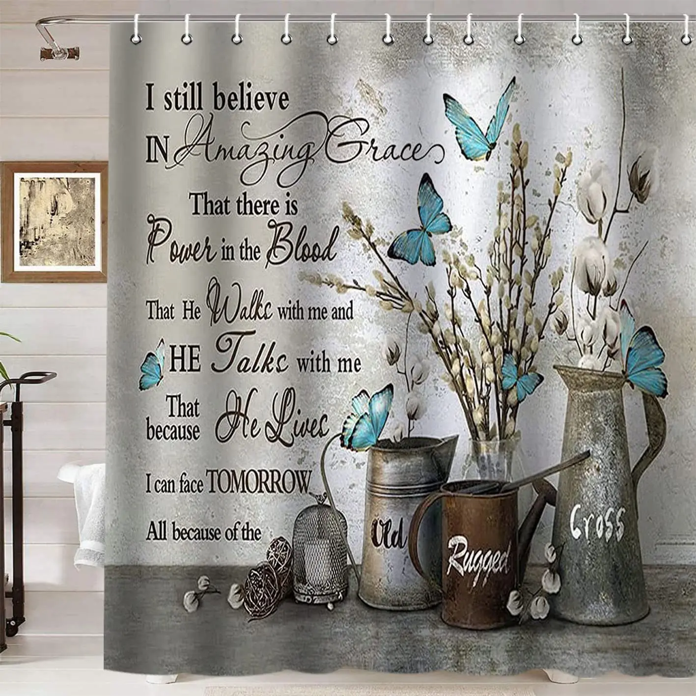 Inspirational Quote Shower Curtain,Bible Verse Motivational Quote Shower Curtain,Ink Paint Pink Teal Marble Abstract Bathtub Set