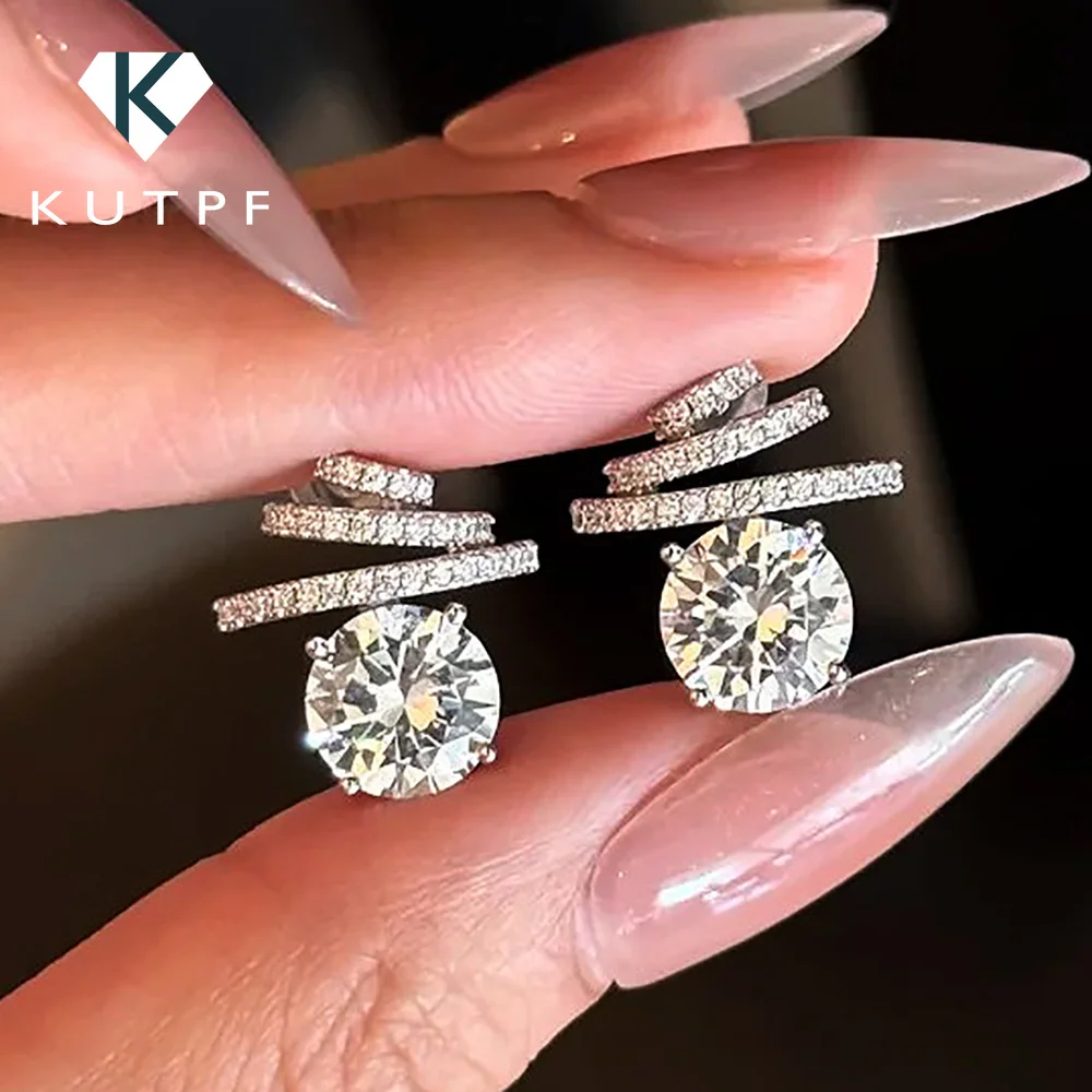 8mm/2carat Real Moissanite Stud Earrings for Women D Color VVS1 Sparkling Diamond with GRA Certificates S925 Silver Earrings