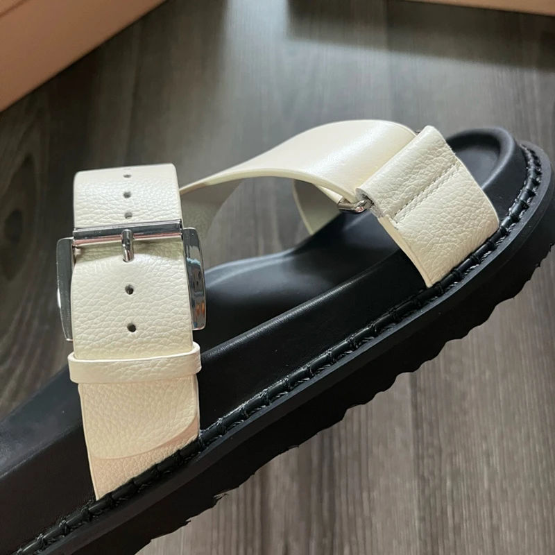 Withered Mules ShoesSlippers Thick Sole Vintage Sandals Women British Minimalist Hand Woven Genuine Leather  Summer