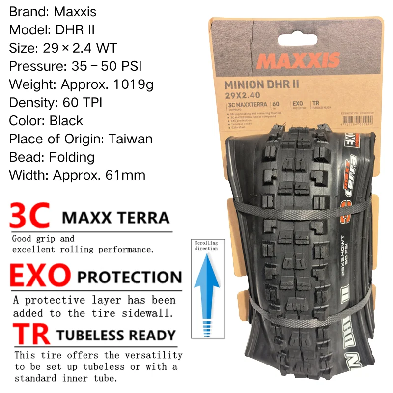 Maxxis Minion DHR (M327ru) 26/27.5/29 Inch, Downhill Folding Tire For Mountain Bike, More Wear-resistant And Stronger Cornering view 5