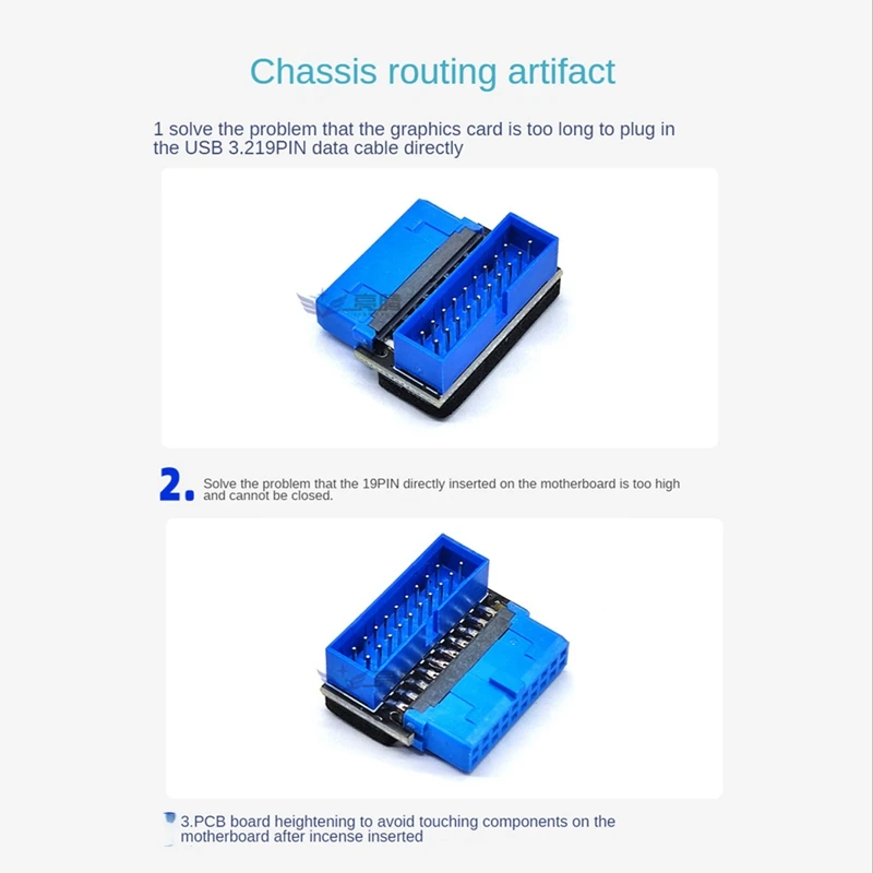 Adaptador de Cabeçalho USB, USB 3.2 GEN1, Soquete 19Pin 20Pin, Conversor de cotovelo de direção 90 graus, DIY Desktop Motherboard