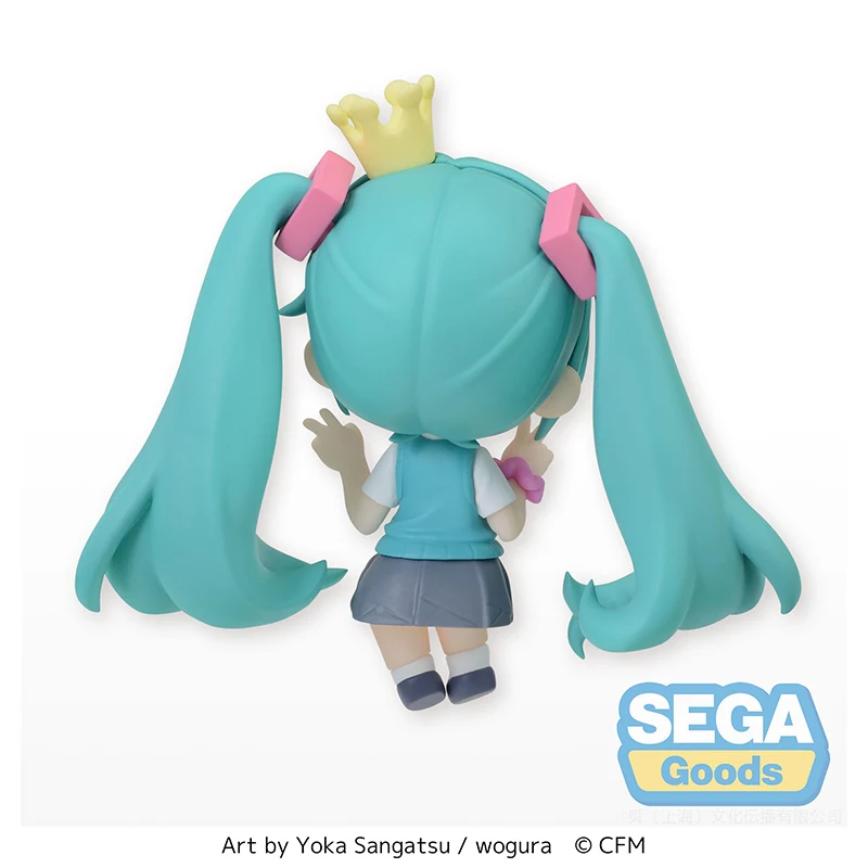 Echt SEGA VOCALOID Hatsune Miku 16th Anniversary Bean Eye Mini Handgemaakte Anime Action Figure Model Speelgoed Cadeau voor Verjaardag