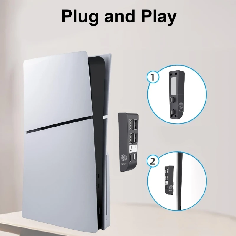 محولات توسيع محور USB لمنفذ USB النحيف ، موسع 6 في 1 مع نوع C ، 4 USB و 1 منفذ شحن USB C