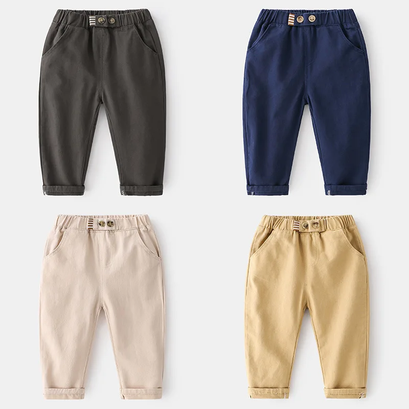 Boys Casual Pants Spring Toddler Cotton Mid Rise Pants Korean Fashion Kids Trousers Soft Comfortable Child Streetwear Bottoms