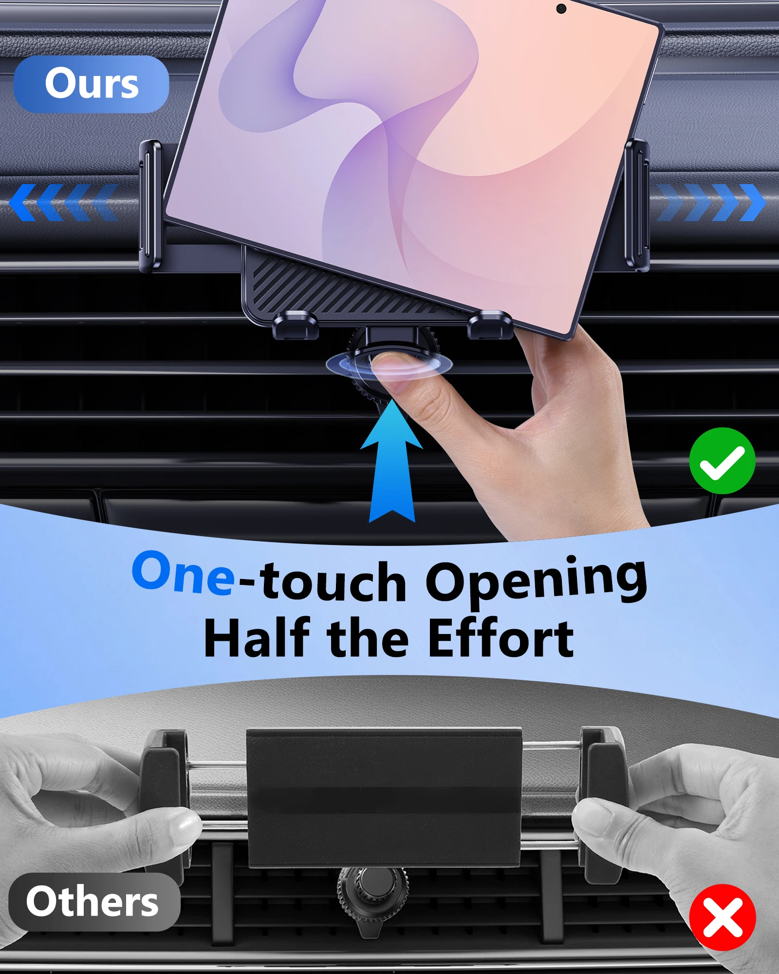 Eary for Z Fold 8 Ultra 7 6 5 4 Car Mount Vent Phone Holder for iPhone 18 17 16 15 14 Pro Max Pixel Pro Fold Long Arm Vent Clip