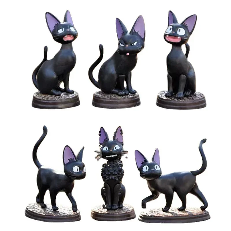 Anime Figure Kikis Movie Surroundings Jiji Action Figures Japanese Black Cat Set of 6 Pvc Material Gifts Toys