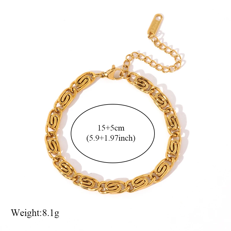 EILIECK 316L Edelstahl Trendiges Metall Wasserdichtes Statement-Kettenhalsketten- und Armband-Set Edelstahl-Charm PVD-Schmuck – Detail 7