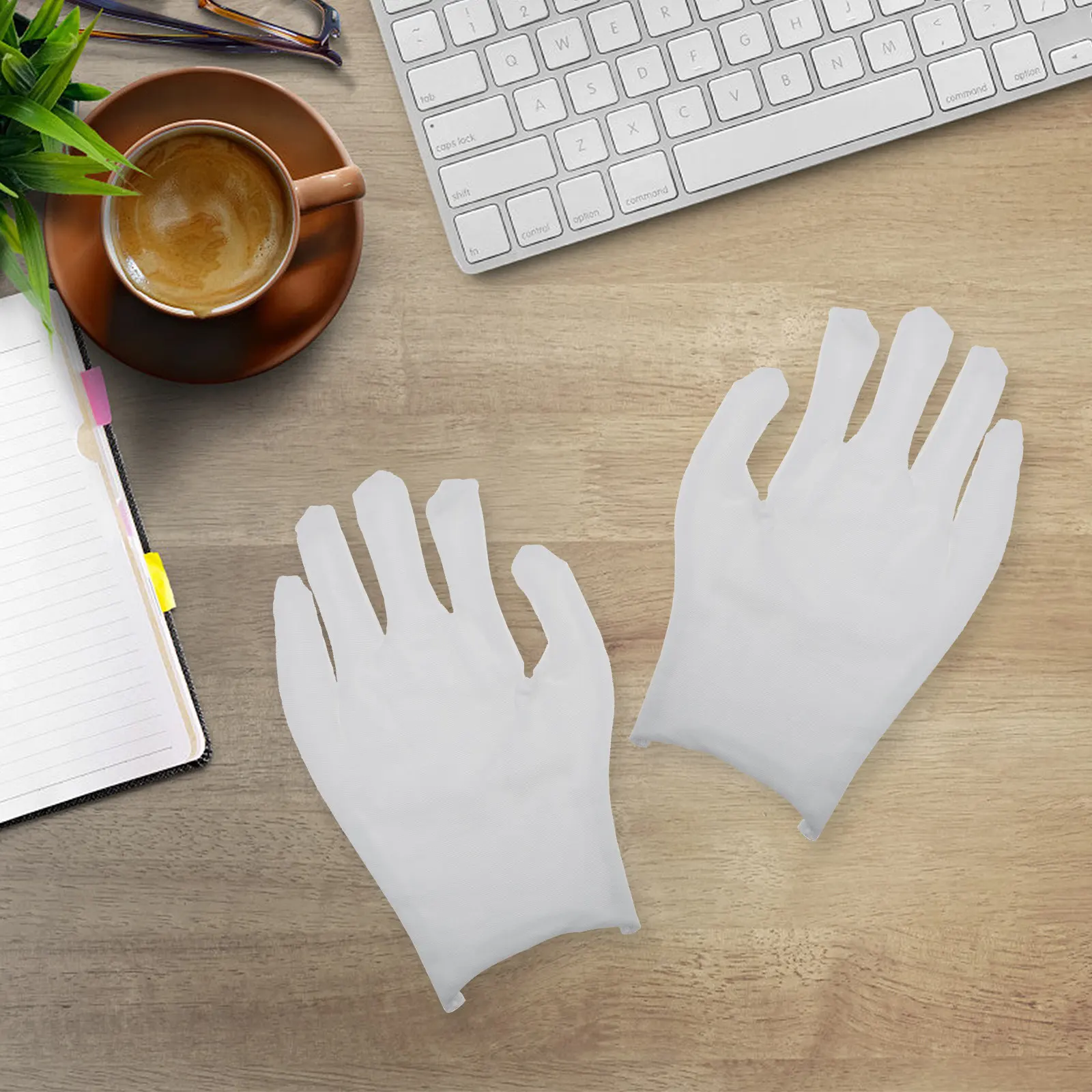 12Pair White Cotton Safety Gloves Breathable Stretch Work Gloves Protective for Gardening Industrial Labor Coin Video Handling