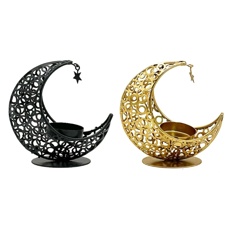 Halloween Christmas candlestick Hollow Out Moon Shaped Holder for Decor