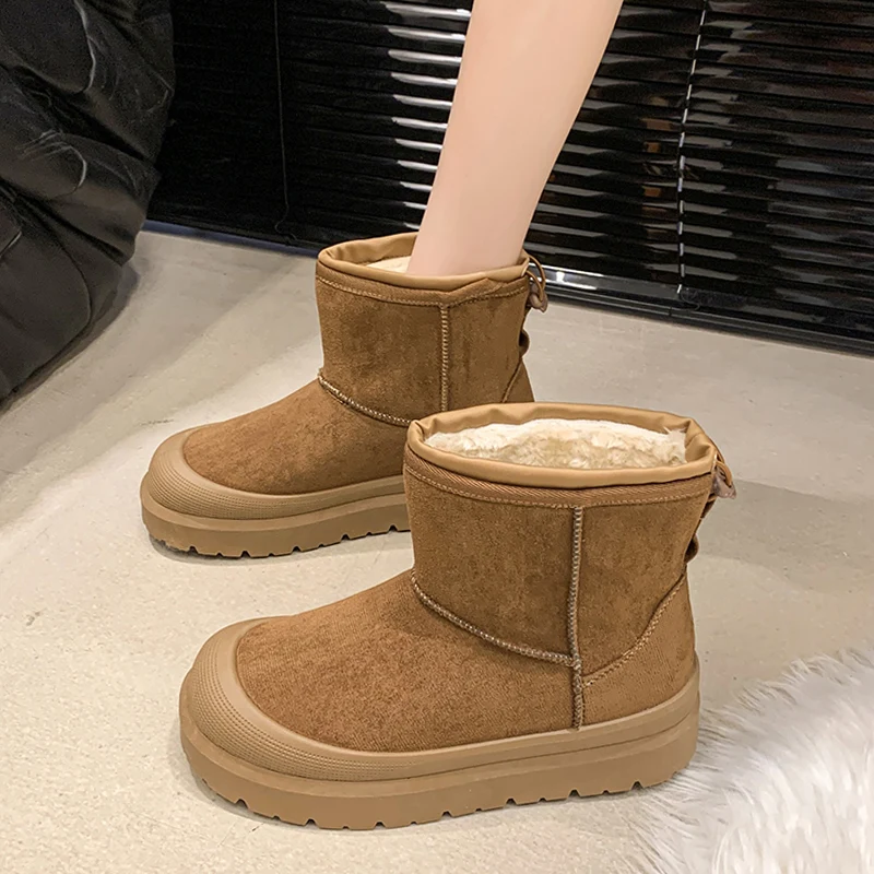 Internet Celebri Thick-Soled Snow Boots Women Winter Fleece-lined Thickened 2024 New Fur Integrated Cold-Resistant Warm Nor...