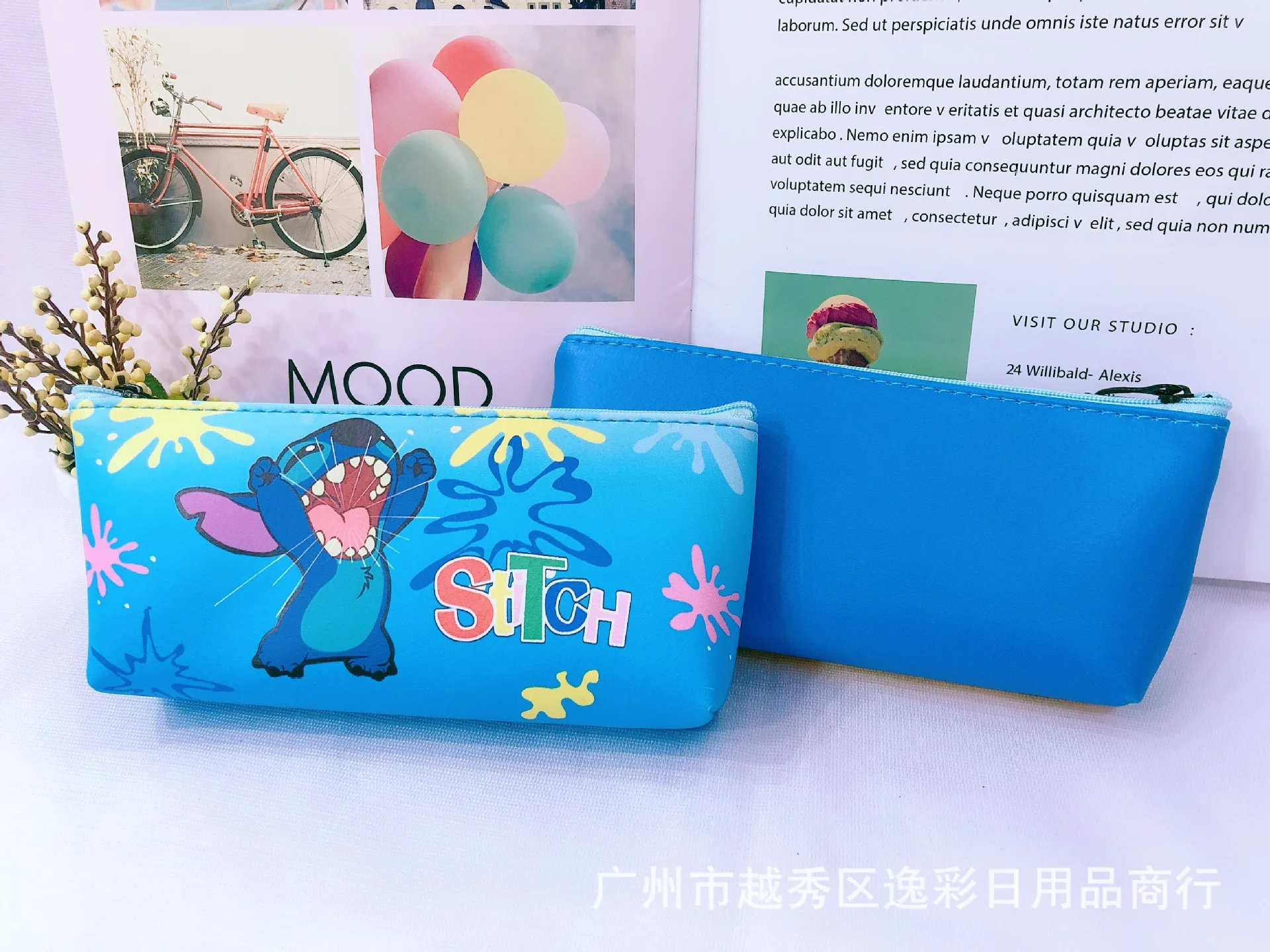 12PCS Disney cartoon creative Stitch leather stationery bag super large capacity storage pencil case cute school supplies gift