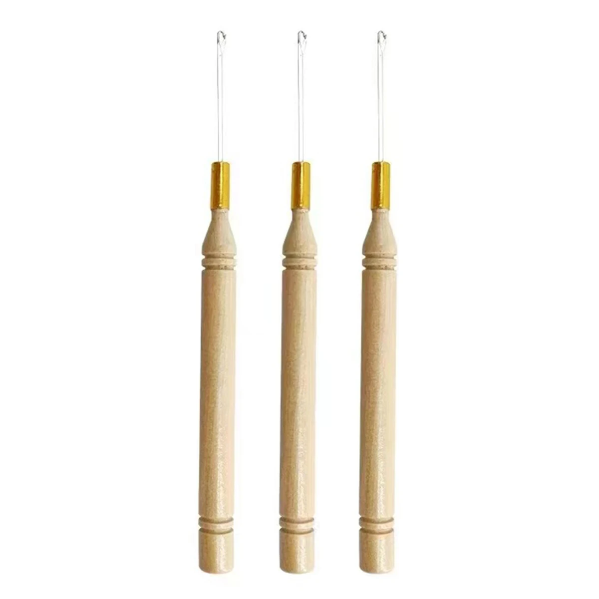 48  pieces per lot,  Micro Ring Hair Extension Wooden Pulling Needle Threader Feather Hook needle