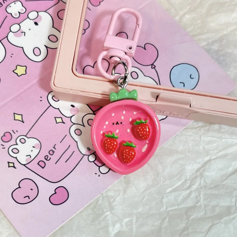 

Fruit Vegetable Plate Key Pendant Lanyard Cute Bag Keychain Fun Simulation Food Play Creative Cartoon Key Ring Ornament Gift