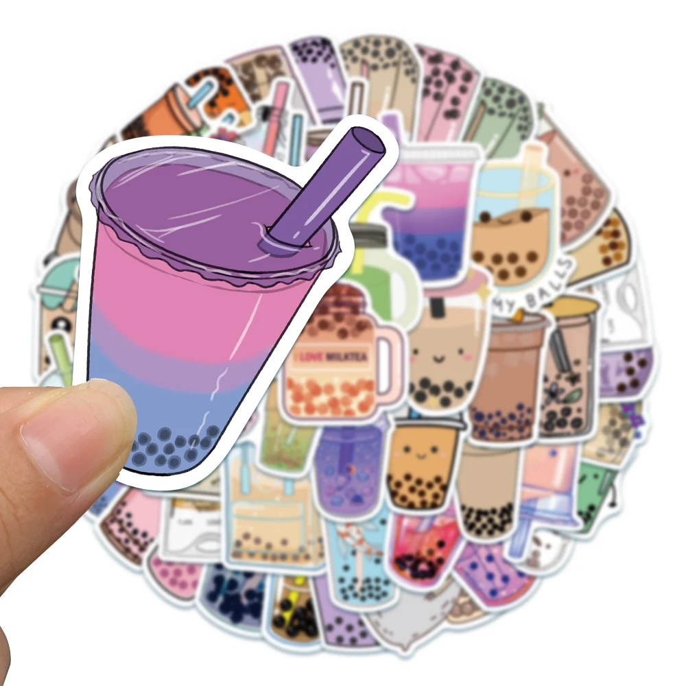 50PCS Cute Cup Pearl Milk Tea Stickers DIY Scrapbook Car Notebook Phone Luggage Laptop Boba Bubble Tea Graffiti Decal Sticker