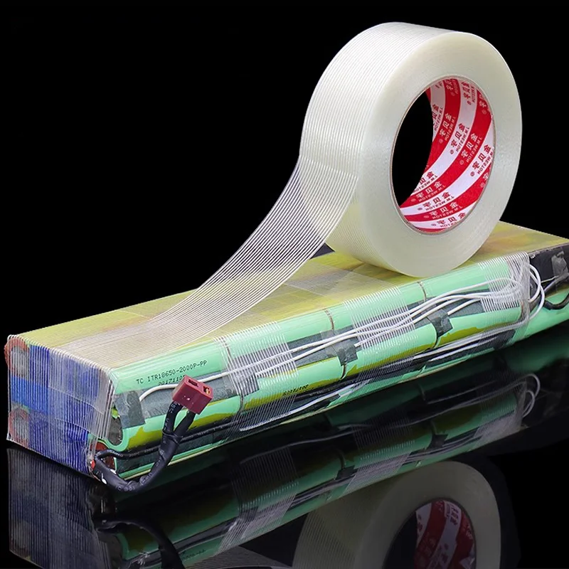 Striped Fiberglass Tape Strong Lithium Battery Pack Insulation Wrap Fiber Tapes Heavy Duty Transparent Reinforced Adhesive Tape
