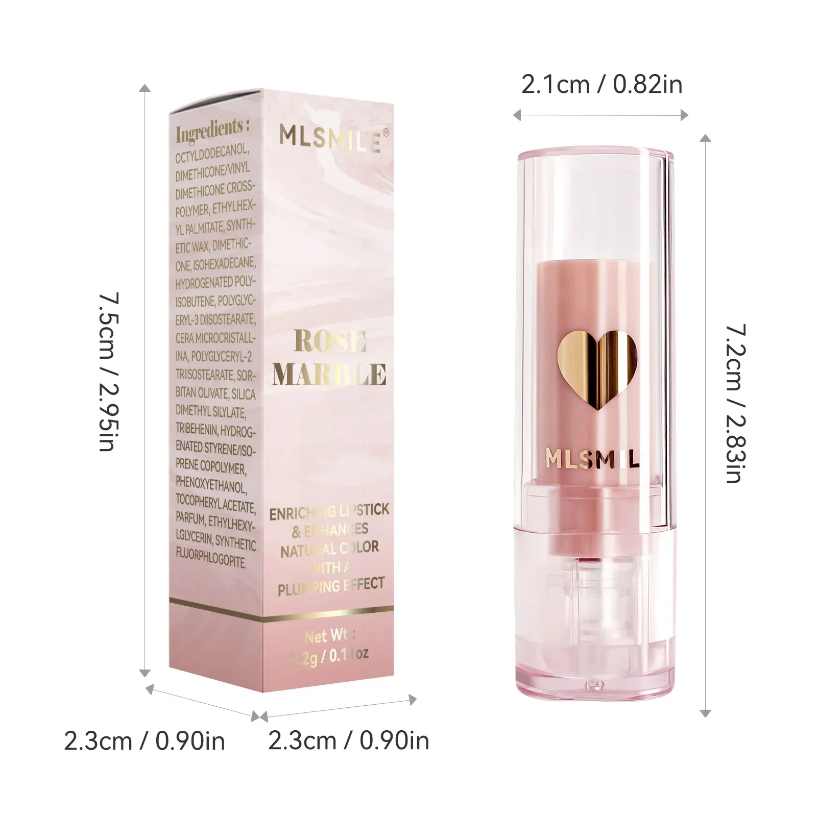 MLSMILE 신제품 4색 립스틱 부드럽고 가벼운 질감 오래 지속되는 색상 변하지 않는 패션 전문 립스틱 3.2g