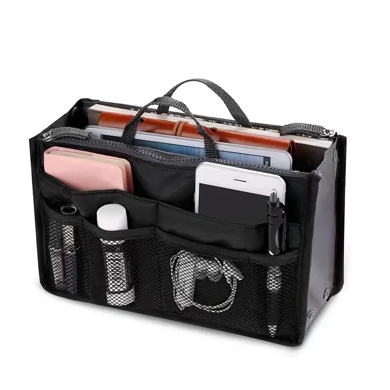 Organizer Insert Bag donna Nylon Travel Insert Organizer borsa a mano borsa grande liner Lady Makeup Cosmetic Bag Tote femminile a buon mercato