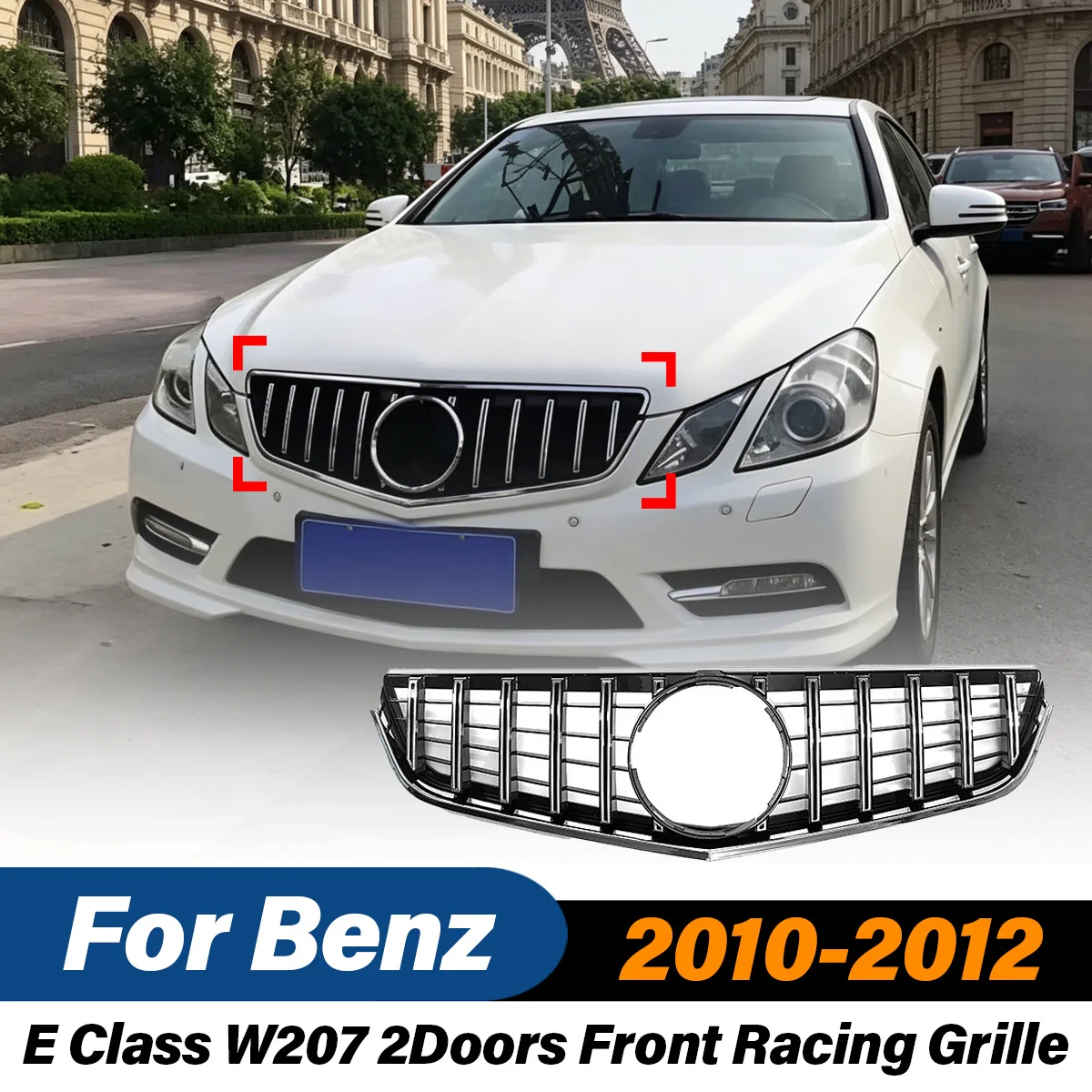 For Mercedes Benz E Class W207 2Doors 2010 2011 2012 GT Style Front Bumper Racing Grille Radiator Mesh Grill Car Accessories Kit