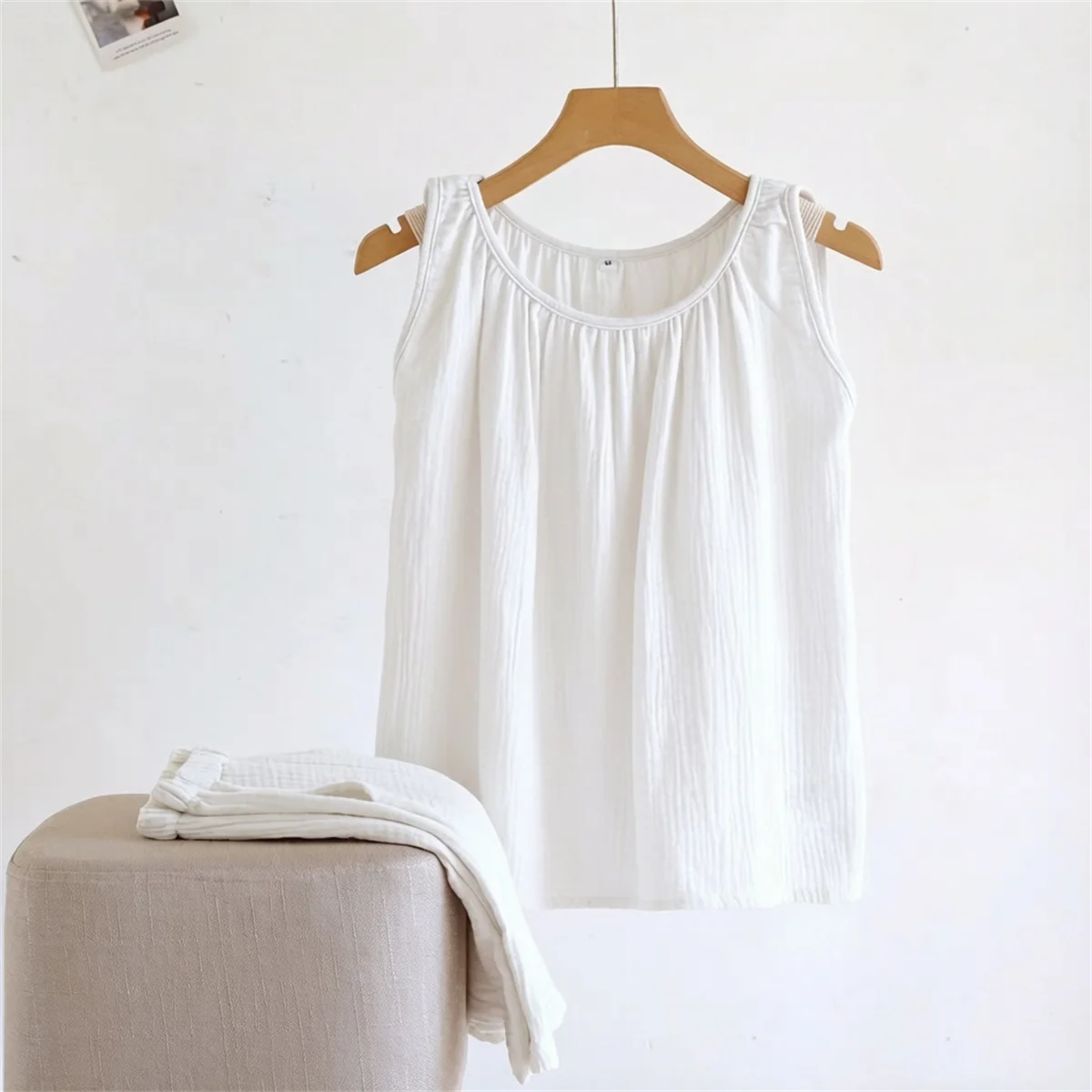 Women's Summer Cotton Linen Vest Loose Fit Sleeveless Top Versatile Casual Wear plus Size Tanks Inner Outer Wear