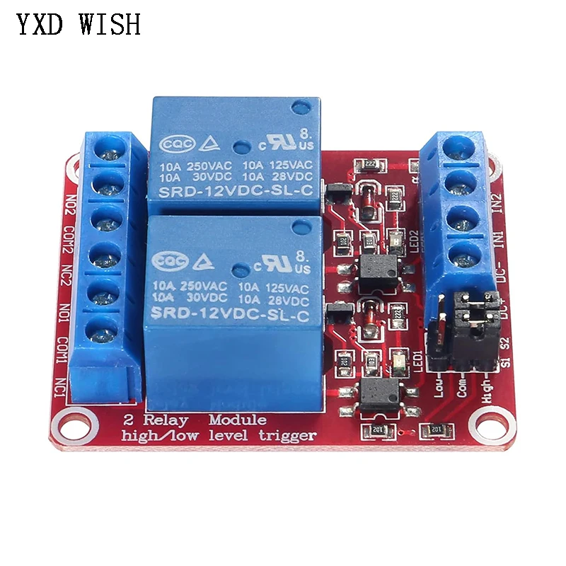 2 channel Relay Module 5V 12V 24V High and Low Level Trigger Relay Control With Optocoupler Two Way Relays DC 5 V 12 V 24 V Volt