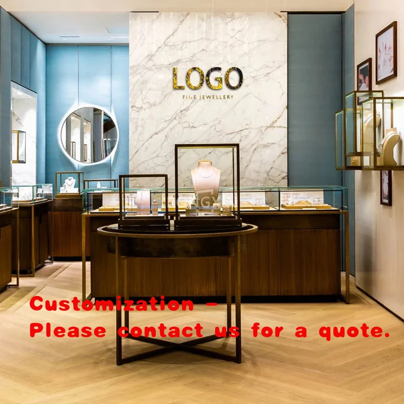 custom.Modern Luxury Gold Vitrine Showcase Jewelry Display Showroom Jewellery Shop Interior Boutique Watch Display Cabinet Desig