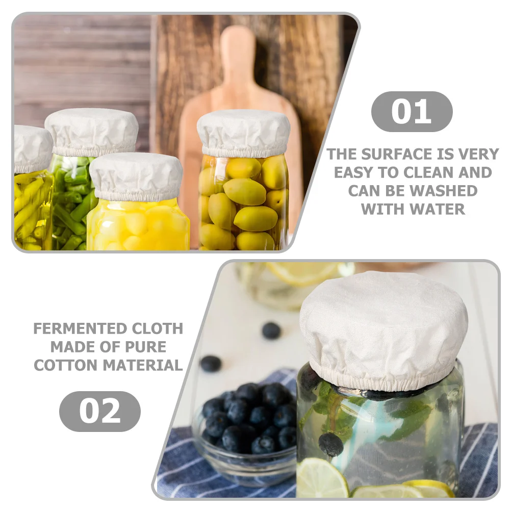 

4pcs Cloth Lid Cotton Reusable Cover For Fermentation Jar Wide Mouth Canning Lids Kitchen Storage Glass Jar Covers