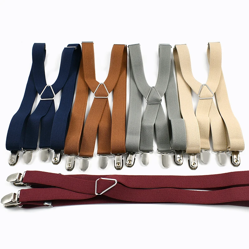 Deepeel 2.5*100cm Men Suspenders 4 Clips Elastic Adjust Strap Harness Adults Man Braces for Pants Hanger JockStrap Accessories