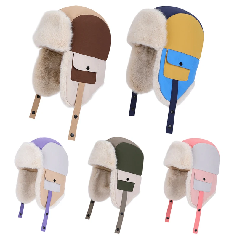 

Зимняя детская лыжная шапка, утепленная детская шапка для девочек и мальчиков, детская шапка с плюшевой подкладкой, защита ушей, детские шапки, От 4 до 10 лет