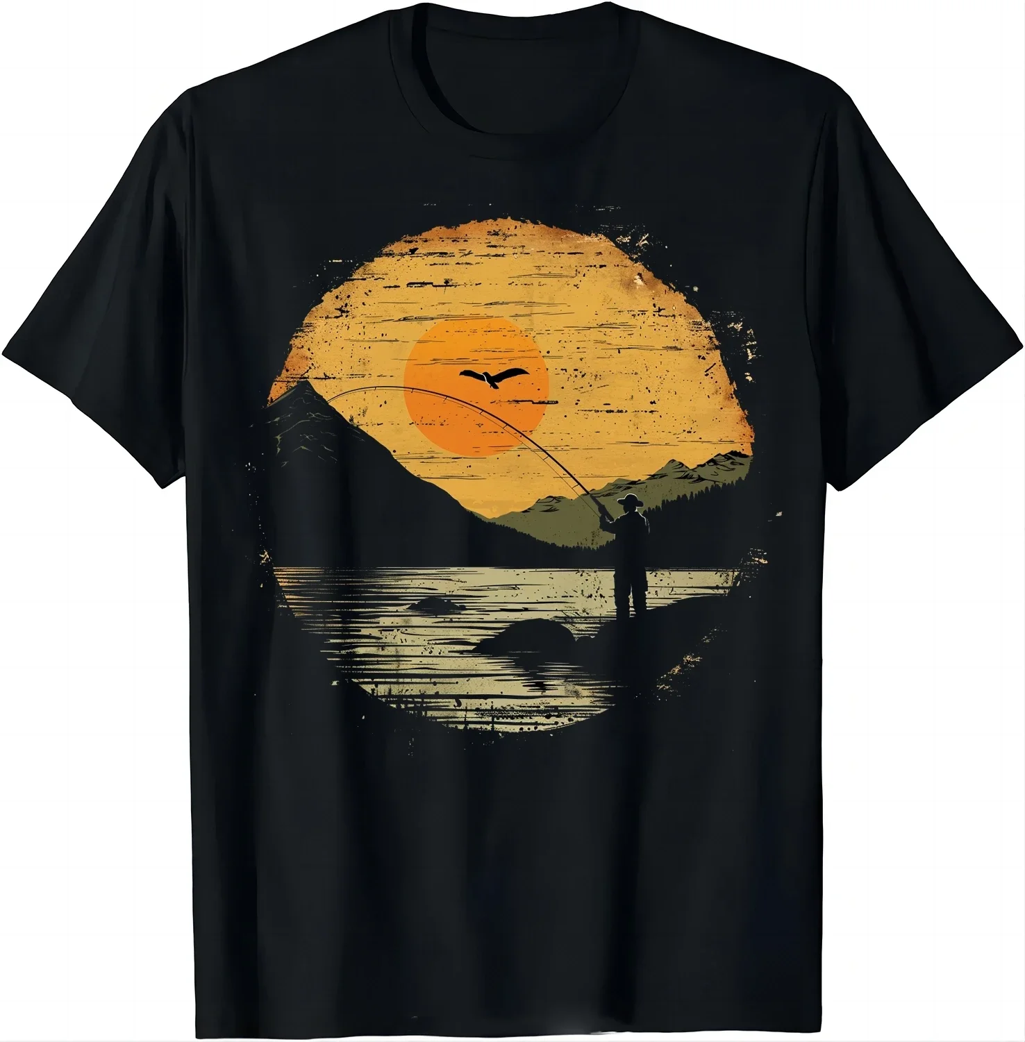 

Хлопковая мужская футболка с принтом для рыбалки на открытом воздухе, мужские футболки с короткими рукавами, мужская свободная футболка