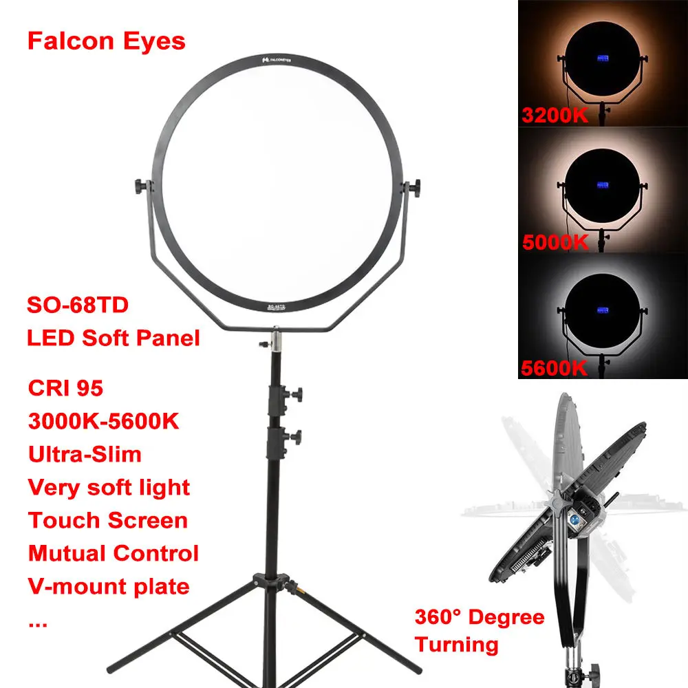 

Falcon Eyes SO-68TD 68W LED 60cm Panel Dimmable High CRI95 3000-5600K Lighting Video Film Studio Photography Continuous Light