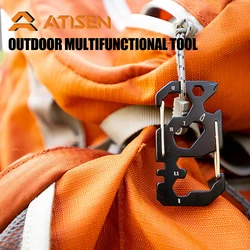 Multifunctional Portable Stainless Steel Tool Carabiner Tool Card Outdoor Survival Camping Accessories All In One