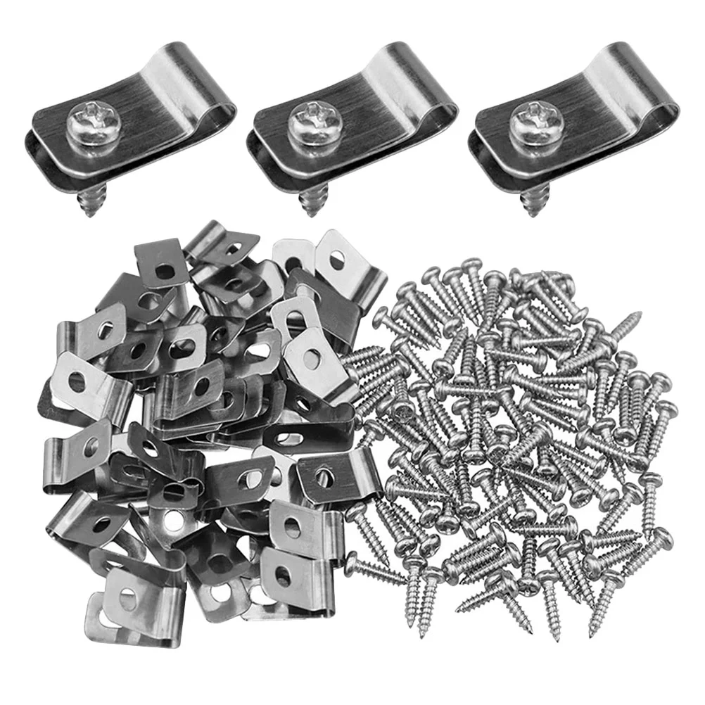

100pcs Stainless Steel Wire Fence Clips Heavy Duty Aluminum Metal Buckle for Cage Garden Pet Fence Installation Outdoor