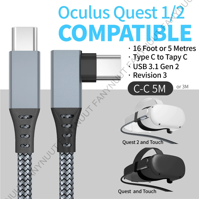 VR Link Cable for Quest 2 Headset VR Pico Steam VR USB3.2 Gen1 High Speed 5Gbps 5m 6m Charging Cable 60W USB C VR Link Cable