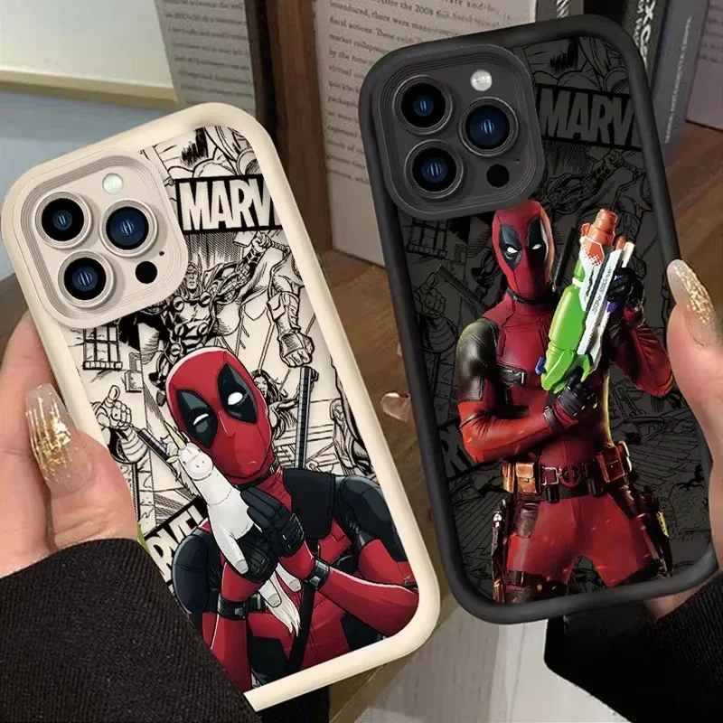 Marvel Deadpool Soft Silicone Case for iPhone 16 15 14 13 12 11 Pro Max XS X XR 8 7 Plus SE 2020 Shockproof Protective Cover