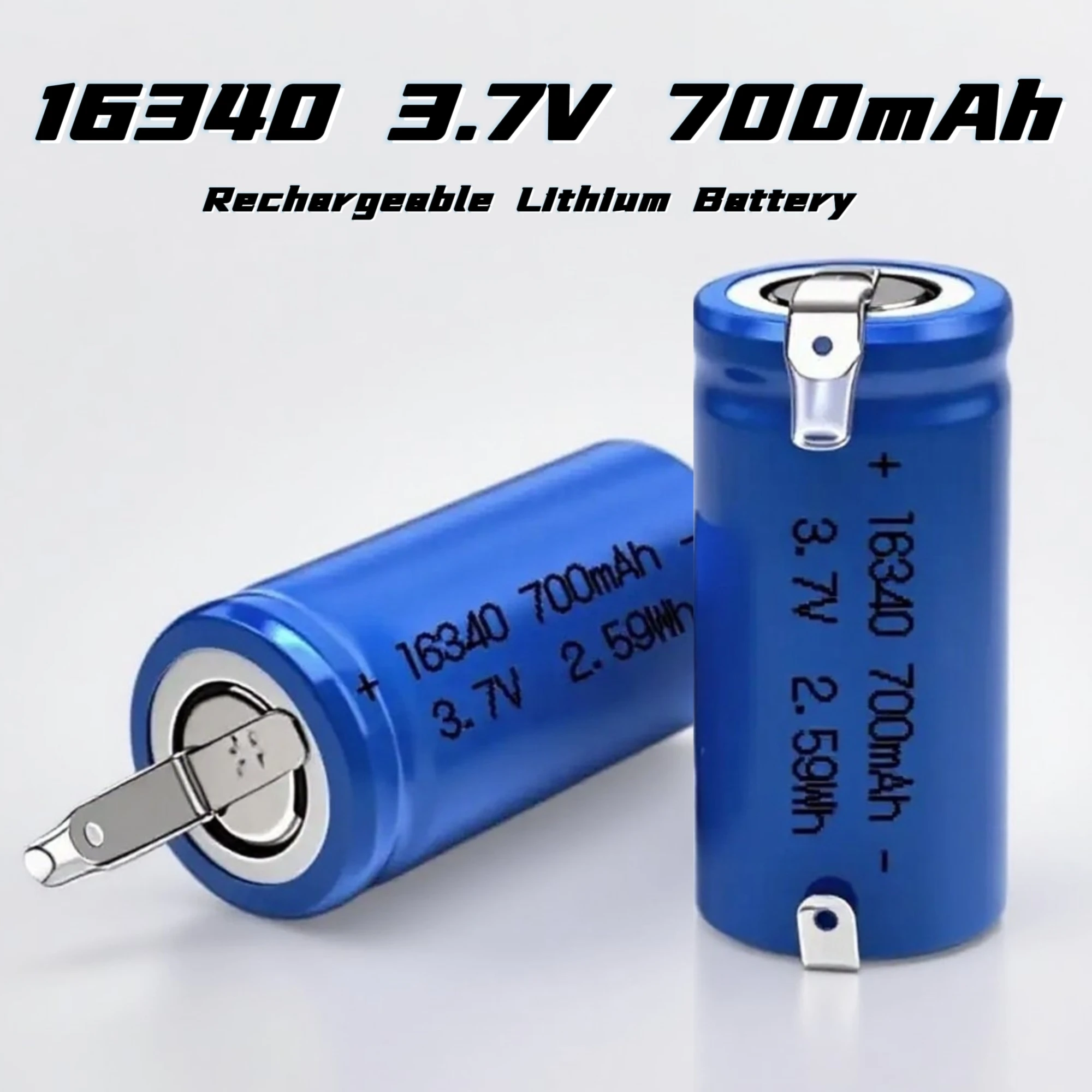12PCS 16340 3.7V 700mAh CR123A Rechargeable Lithium Battery with Solder Tabs for Camera Nfrared Laser Light Beauty Device Toy