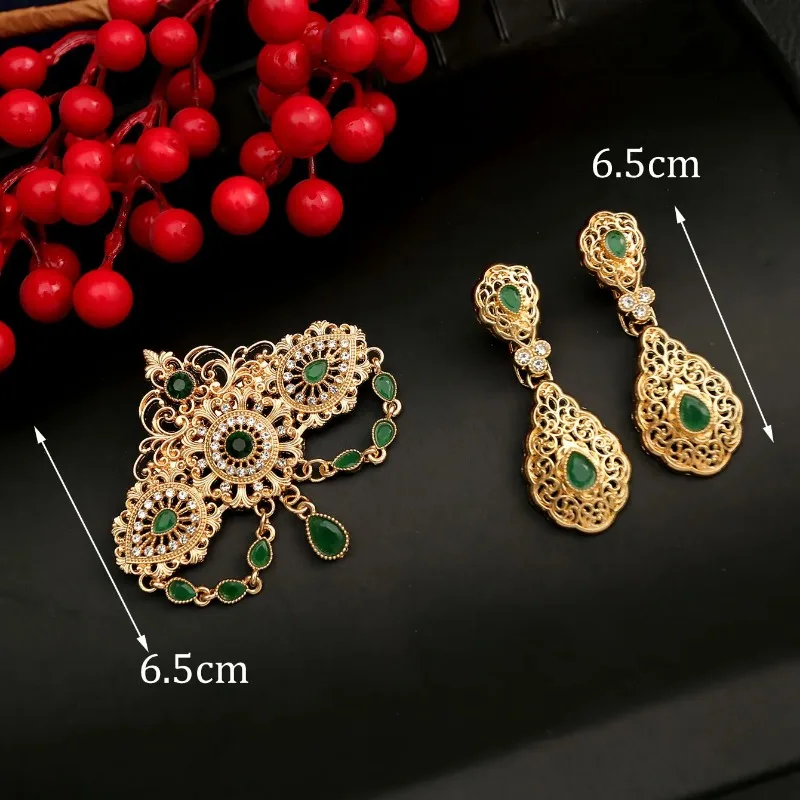 Moroccan Wedding Brooch Sets for Bridal Water Drop Rhinestone Hajib Pins Musilm Trendy Arabic Pins for Backpacks Bijoux