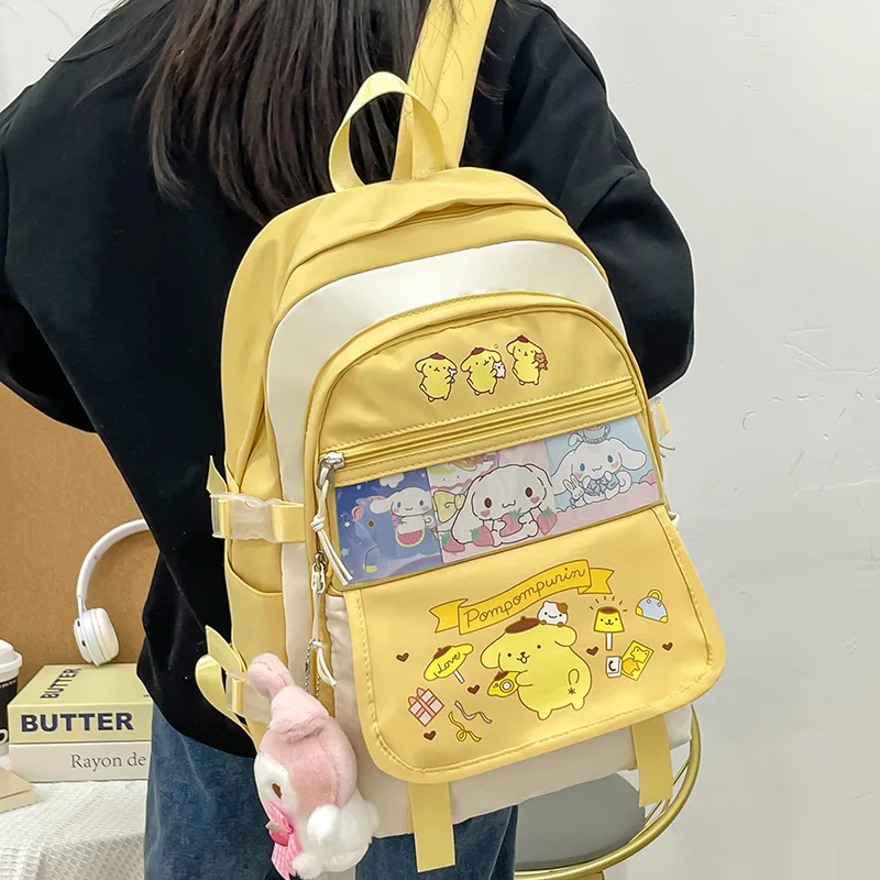 

Kawaii Hello Kitty Sanrio Student Large Capacity Schoolbag Backpack Kuromi Cinnamoroll Juvenile Cartoon Travel Backpack Gift
