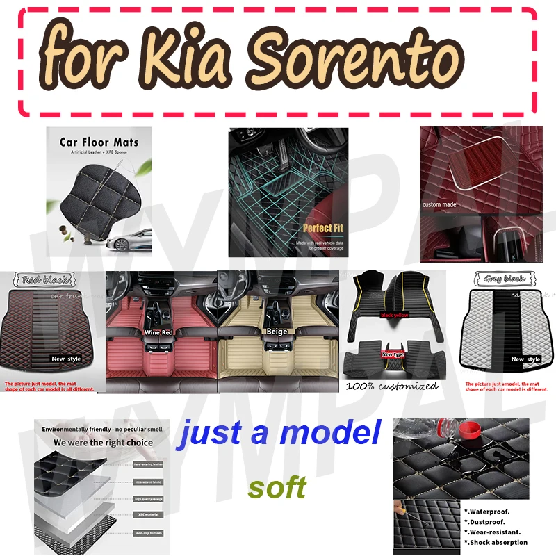 

LUXURY Car Carpet Floor Mat For Kia Sorento MQ4 2021 2022 2023 Car Floor Mats Waterproof Leather Cat Floor Mats
