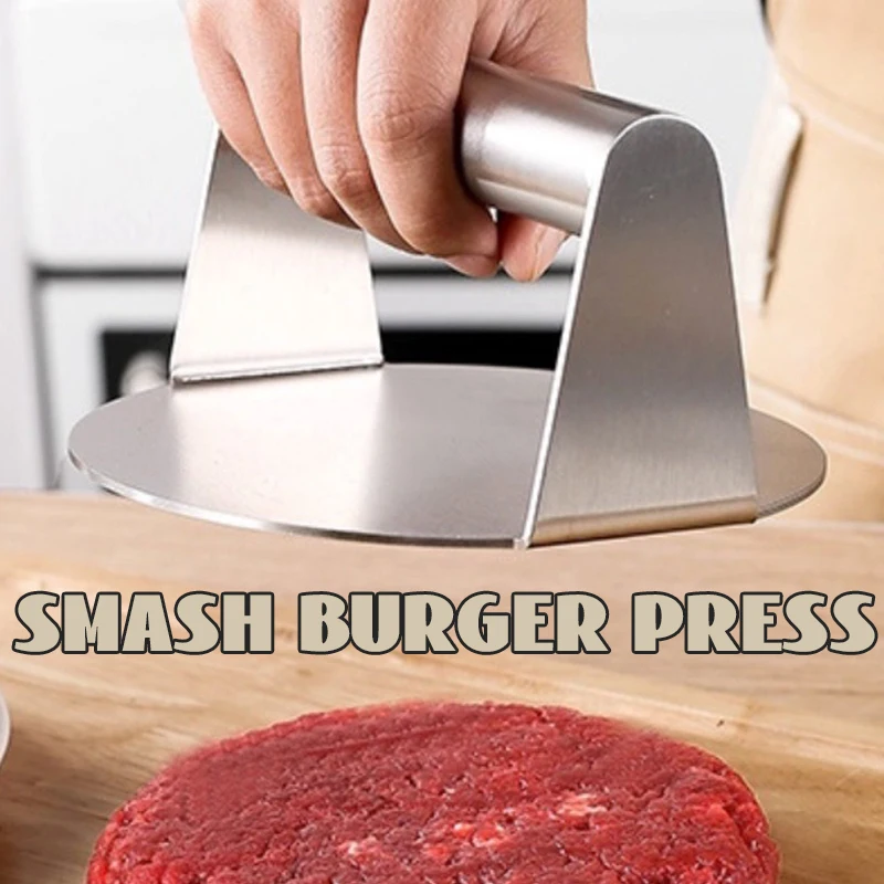 Smash Burger Press Stainless Steel Hamburger Patties Deli Meat Masher Circular Meat Press Mold Tools Kitchen Accessories 14cm