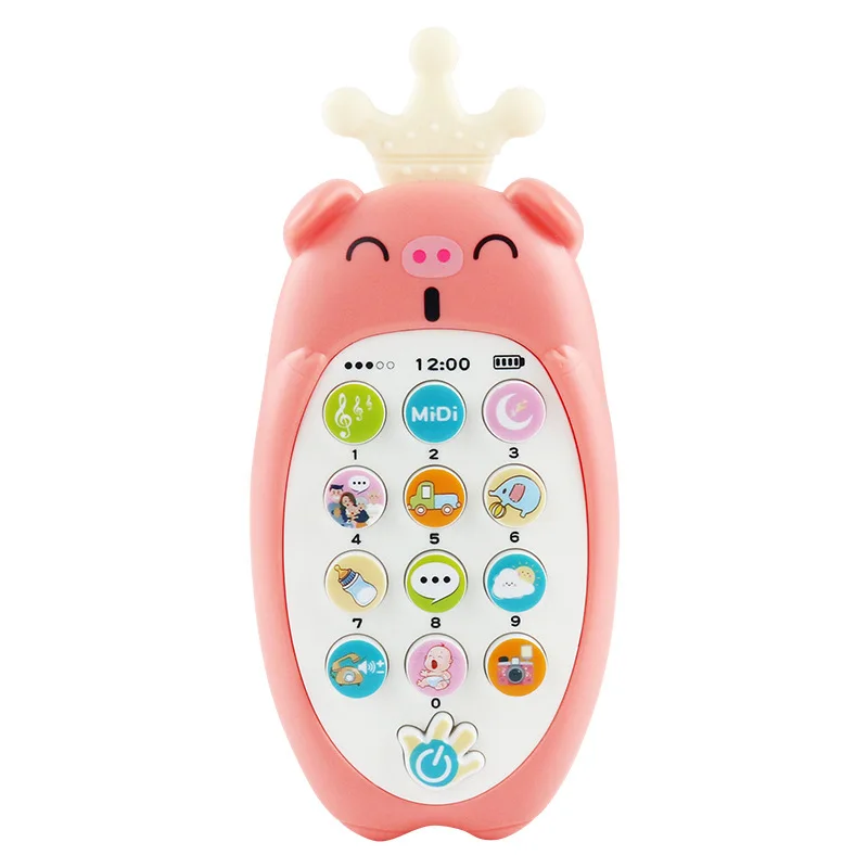 Kids Cute Pig Cell Phone Toy Puzzle Early Learning Baby Can Be Gnawed 0-3 Years Old Baby With Music Light Cell Phone Toys