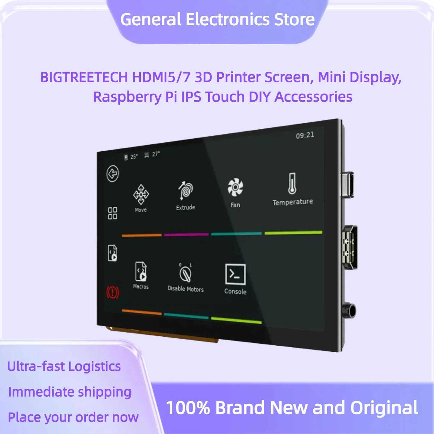 BIGTREETECH HDMI5/7 3D Printer Screen, Mini Display, Raspberry Pi IPS Touch DIY Accessories
