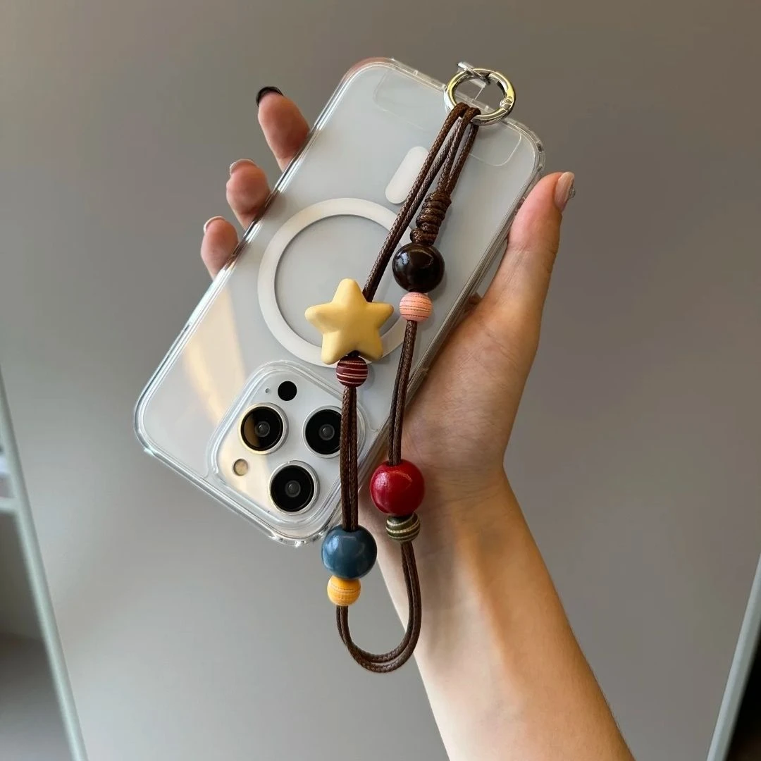 Catena per telefono anti-perdita con corda per appendere il telefono con corda per cera d'olio a stella retrò